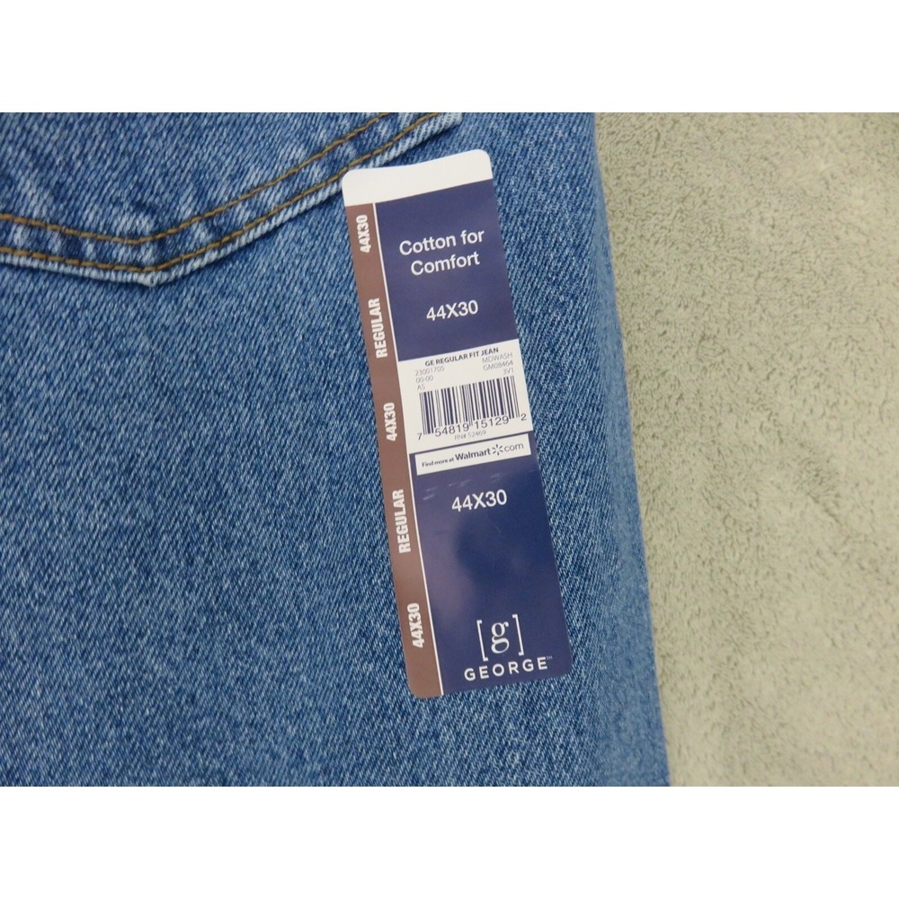 George Men's Blue Straight Leg 100% Cotton Comfy Regular‎ Jenas Size 44x30 - Picture 12 of 14